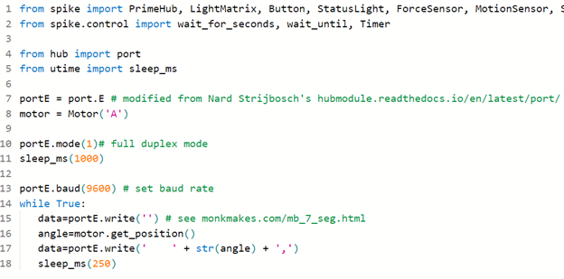 Python code for SPIKE Prime to 7-segment display